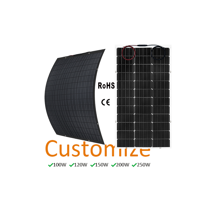 Customize Power 100W 120W 150W 200W 250W Flexible Solar Panel