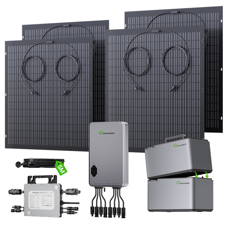 Lionshee 1kwh-6kwh On Grid Balcony Solar System Complete Set With Solar Panel & Lithium Batteries & Micro Inverter & Smart Solar Hub