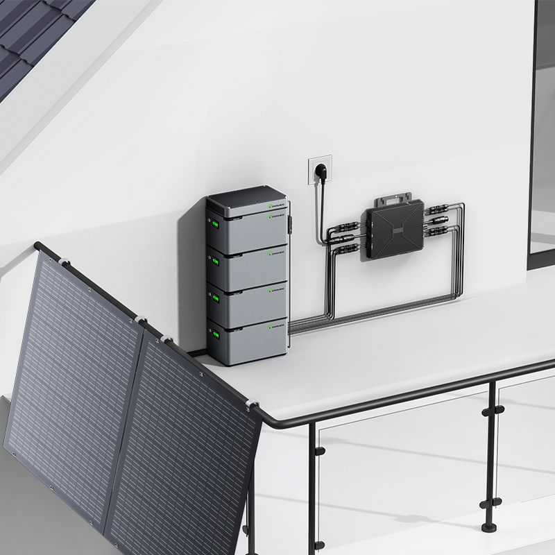 LIONSHEE Modular Balcony Energy Storage System with Stackable Battery, Solar Panels And 800W/1600W/2000W Microinverter Options