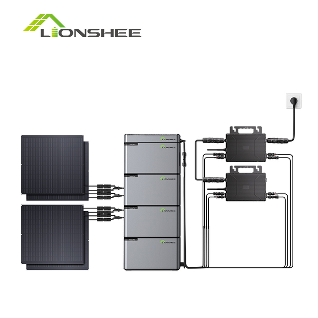 Lionshee 1kwh-6kwh On Grid Balcony Solar System Complete Set With Solar Panel & Lithium Batteries & Micro Inverter & Smart Solar Hub