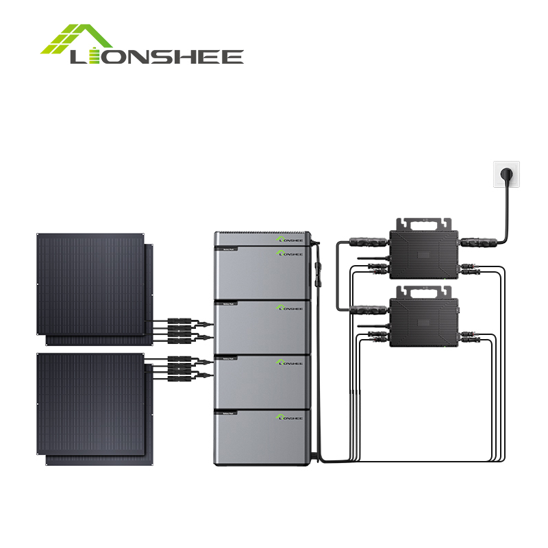 Lionshee 1kwh-6kwh On Grid Balcony Solar System Complete Set With Solar Panel & Lithium Batteries & Micro Inverter & Smart Solar Hub