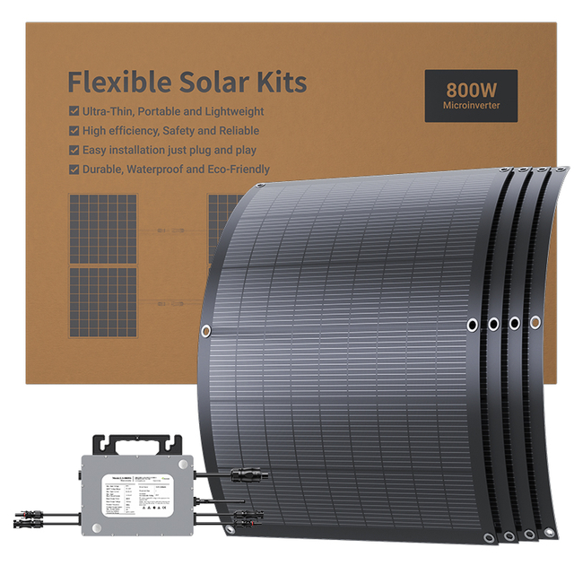 LS-PV800Mi 800W Flexible Solar Kit with 4x200W Panels and 800W WiFi Microinverter 5M AC Cable for Balcony RV