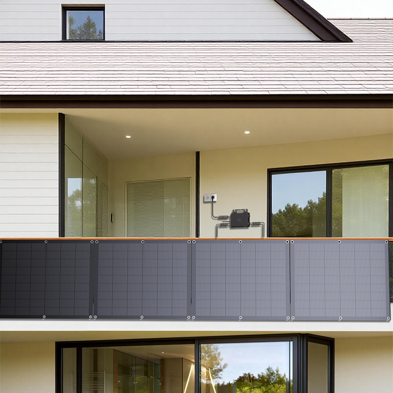 LS-PV800Mi 800W Flexible Solar Kit with 4x200W Panels and 800W WiFi Microinverter 5M AC Cable for Balcony RV