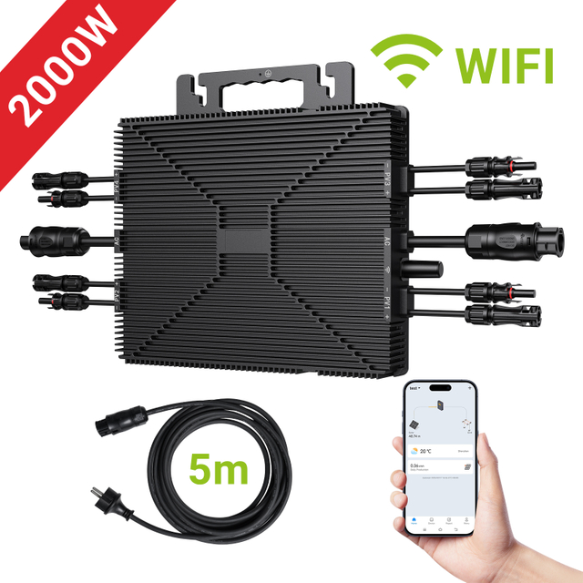 2000W Grid Tie Solar Inverter Home Roof Balcony Energy System Micro Inverter 2000 Watts