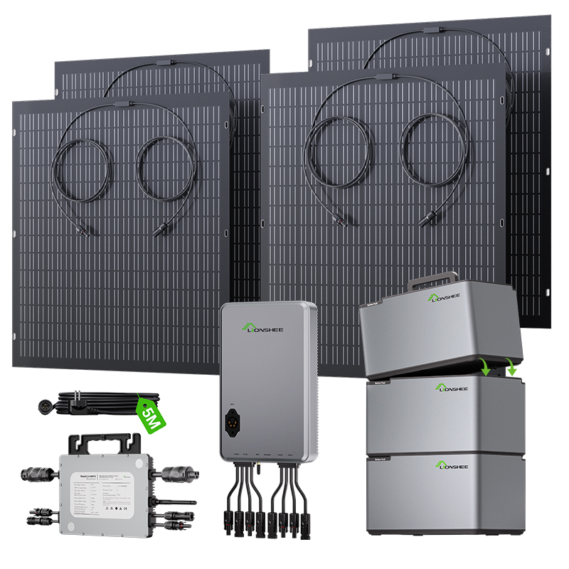 LIONSHEE Modular Balcony Energy Storage System with Stackable Battery, Solar Panels And 800W/1600W/2000W Microinverter Options