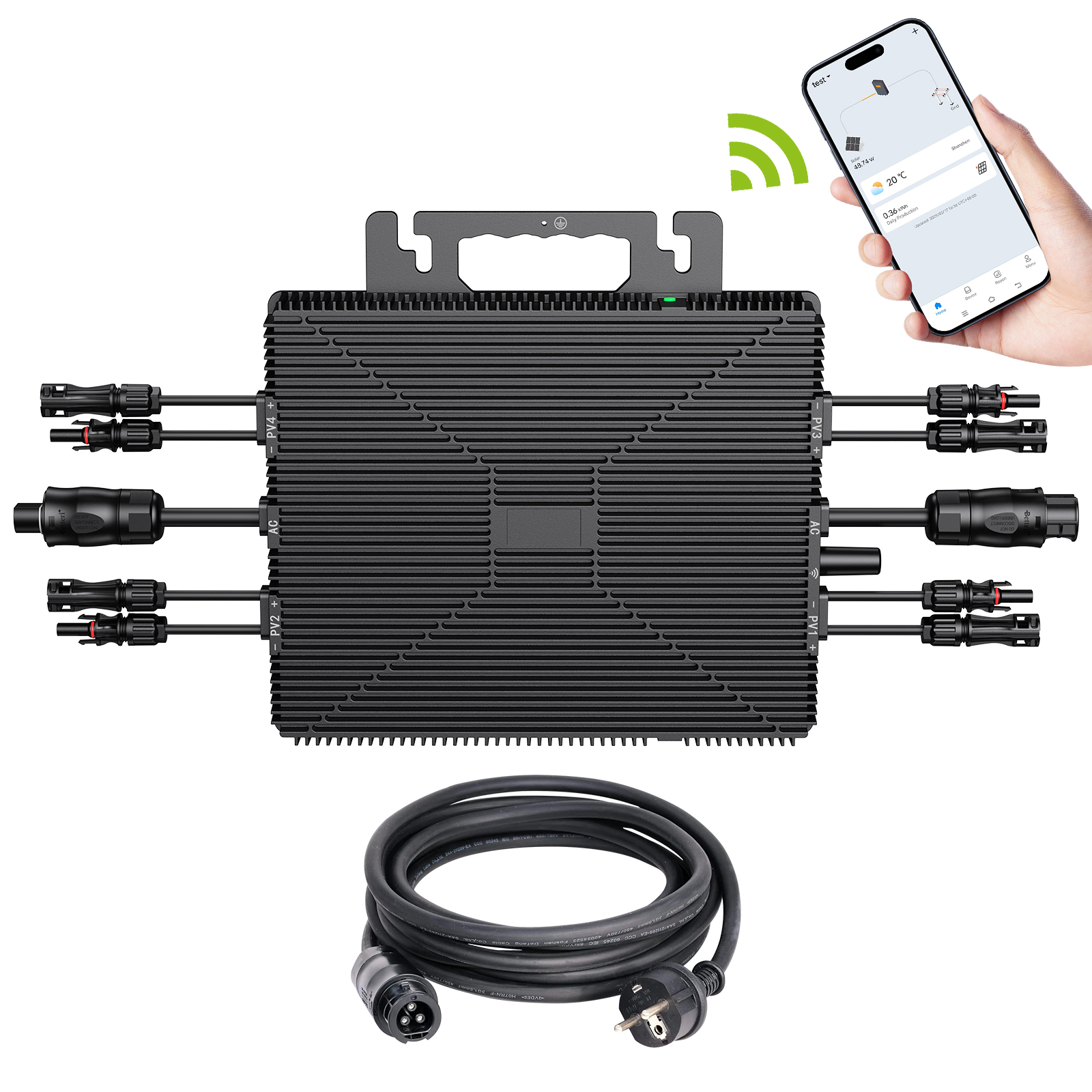 On Grid 2000W Solar Inverter Balcony Power System With 2pcs 4pcs 240W Flexible Solar Panel