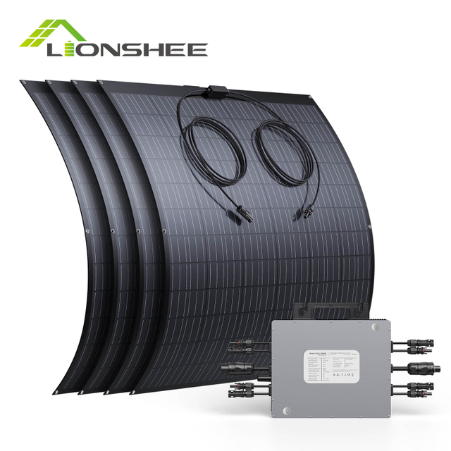 800w 1600w 2000w Micro Inverter Solar System On Grid Balcony Power Plant 240W Flexible PV Panel System