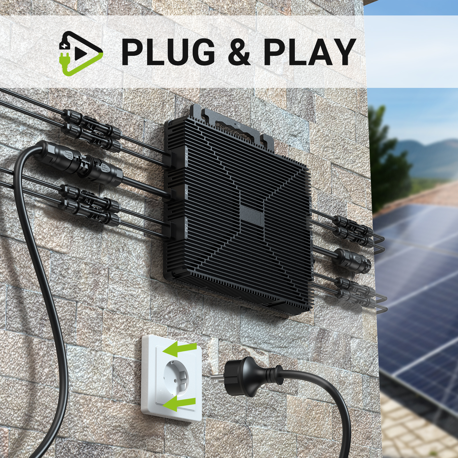 1600W Grid Tie Microinverter 4 MPPT EU Stock 230V 50Hz Micro Inverter With WiFi APP Function