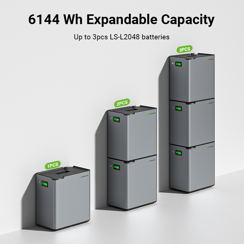 LS-L2048 expandable capacity, up to 3 units in parallel for 6144Wh