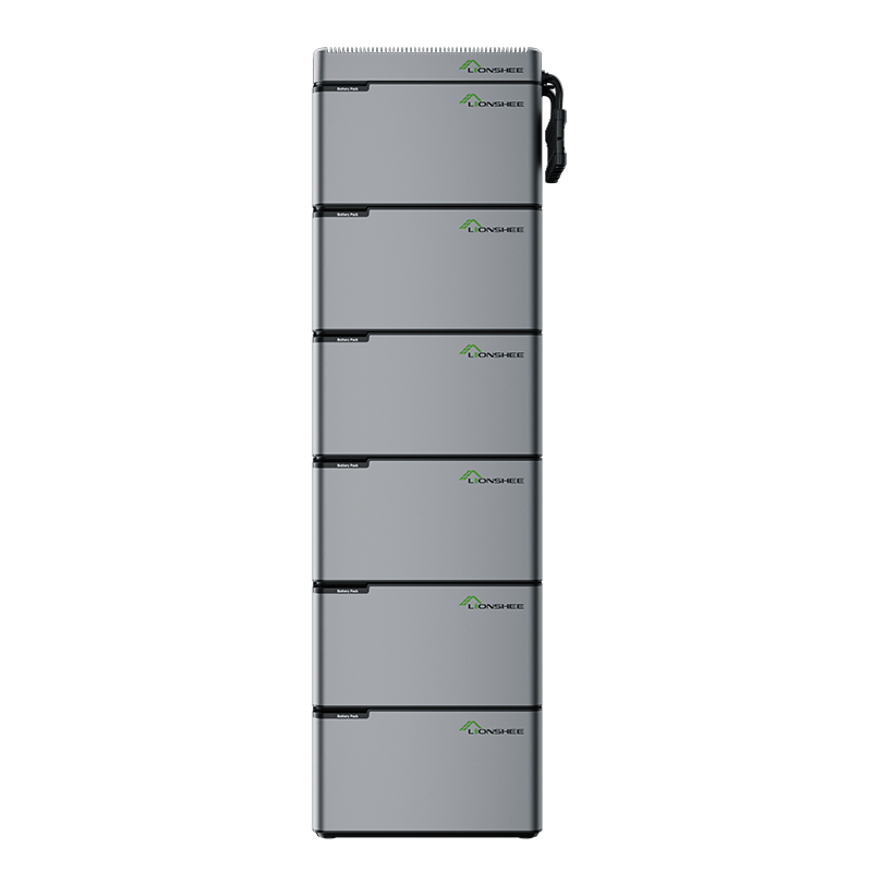Six LS-L1024 units stacked to 6144Wh on a white background