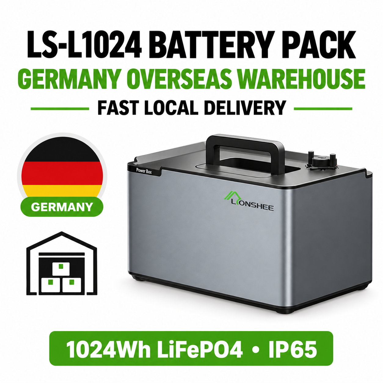 LIONSHEE LS-L1024 1024Wh LiFePO4 Power Box In Stock At German And UK Warehouses, CE RoHS MSDS, Fast Local Delivery