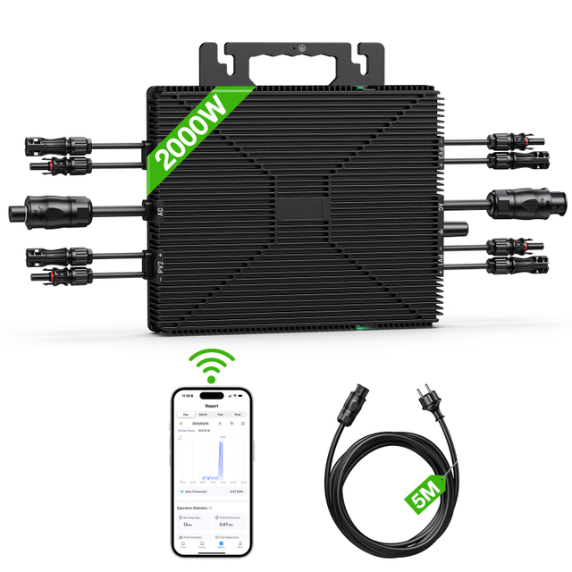 2000W Grid Tie Solar Inverter Home Roof Balcony Energy System Micro Inverter 2000 Watts