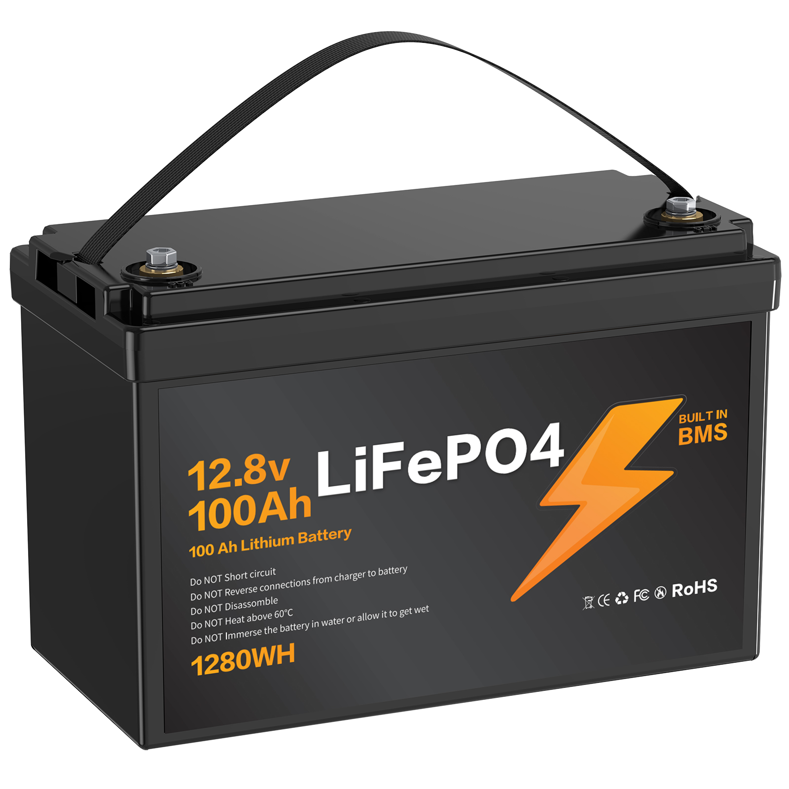 2.8V 100Ah 128WH LiFePo4 Battery EUROPE WAREHOUSE IP67 Waterproof Lithium Ion Battery Pack With Built-in BMS