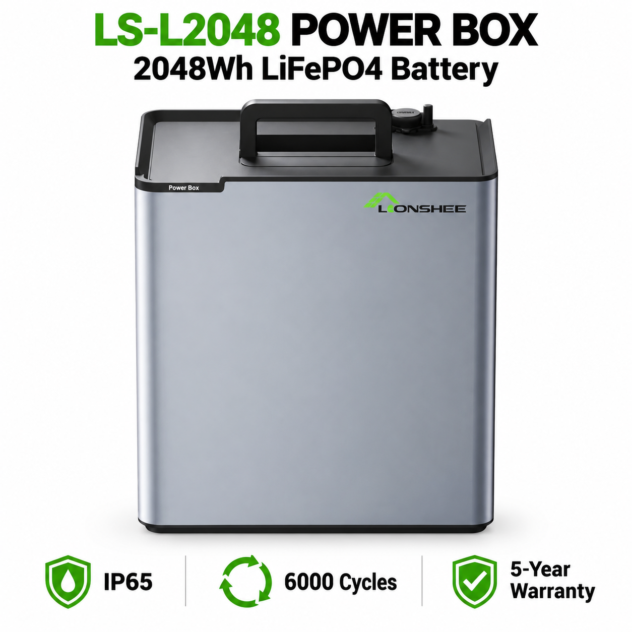 LIONSHEE LS-L2048 2048Wh Stackable LiFePO4 Power Box, 51.2V Solar Storage Battery Expandable to 6144Wh