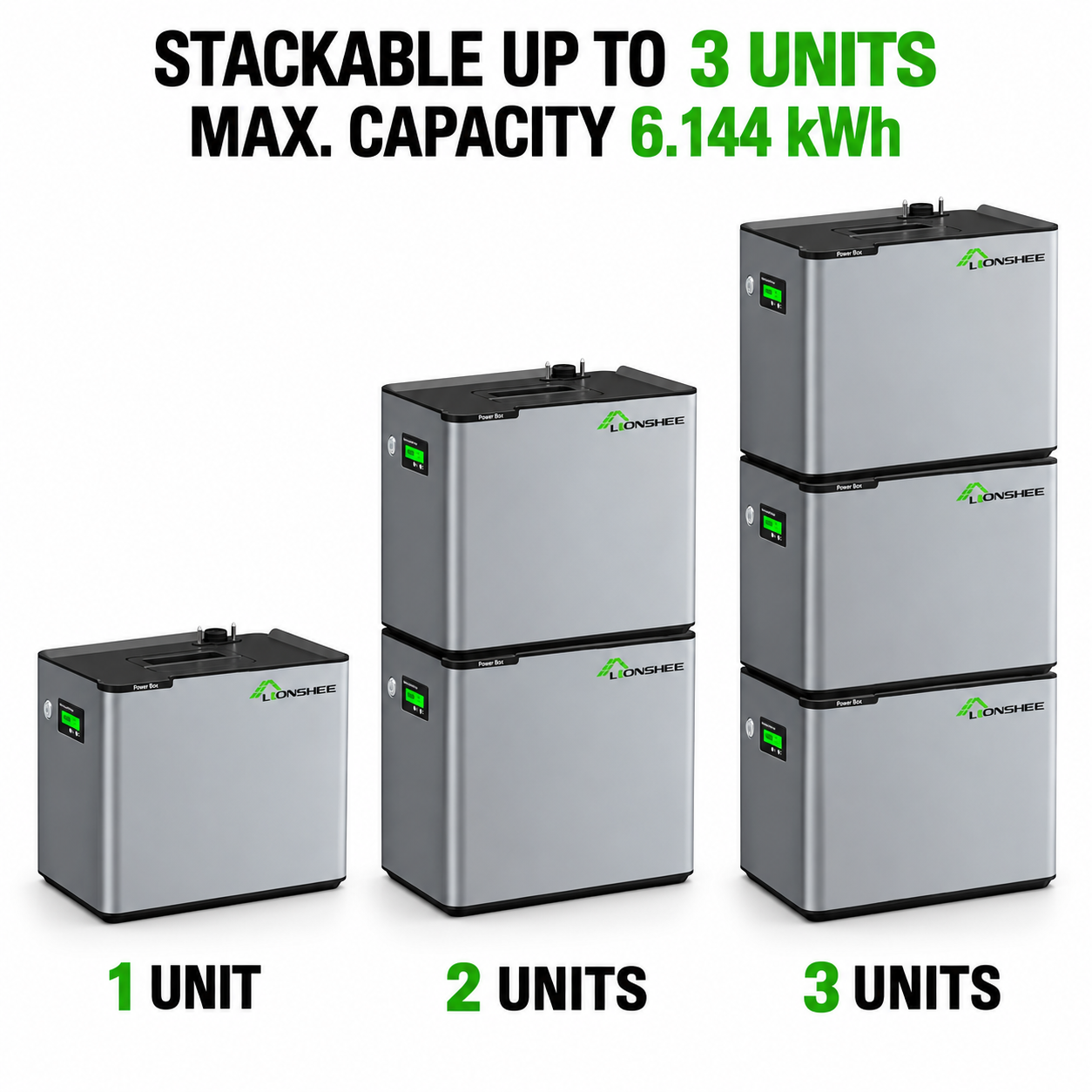 LIONSHEE LS-L2048 2048Wh Stackable LiFePO4 Power Box, 51.2V Solar Storage Battery Expandable to 6144Wh