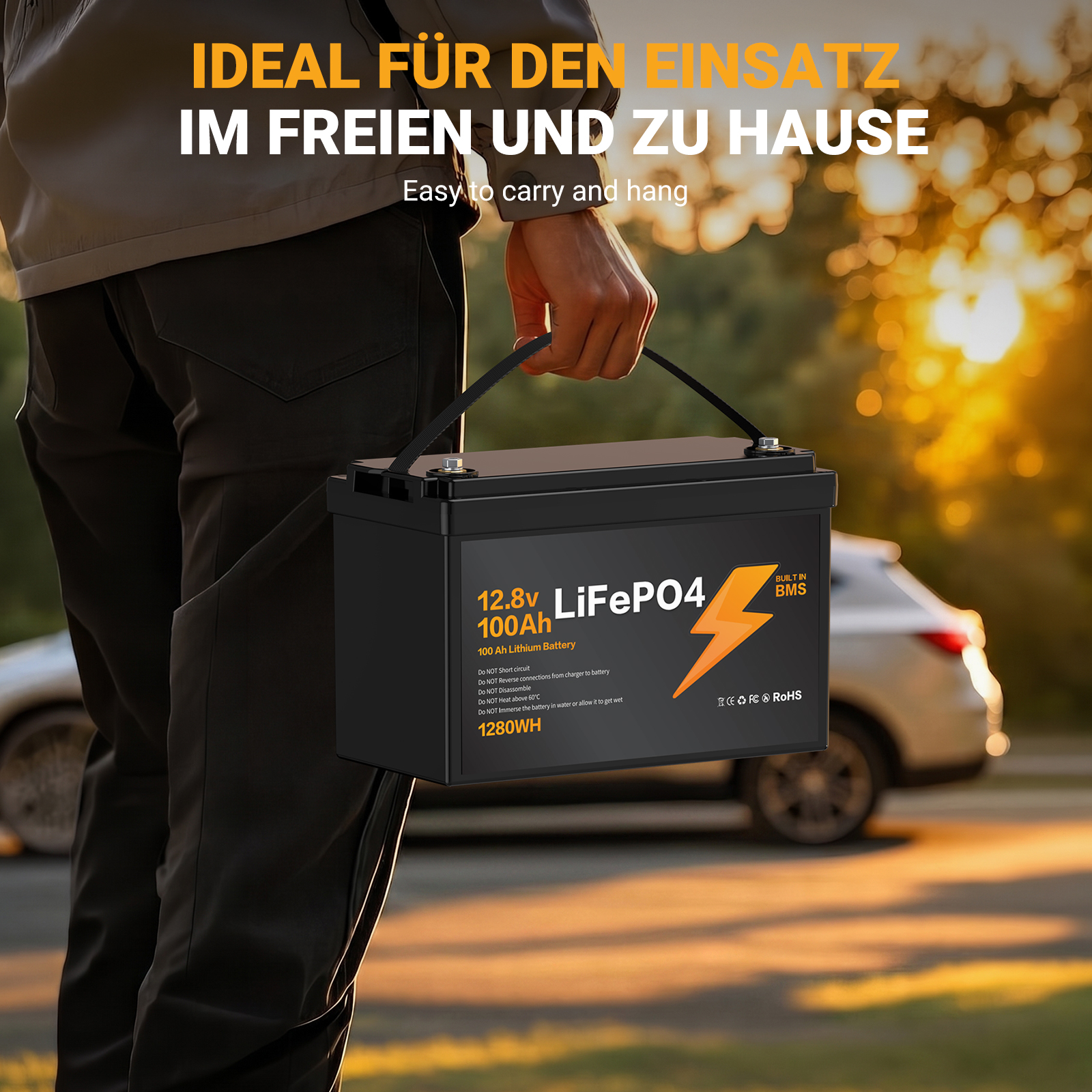 2.8V 100Ah 128WH LiFePo4 Battery EUROPE WAREHOUSE IP67 Waterproof Lithium Ion Battery Pack With Built-in BMS