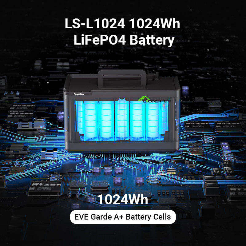 Cutaway view of the LS-L1024 showing the A+ grade LiFePO4 cells and control board