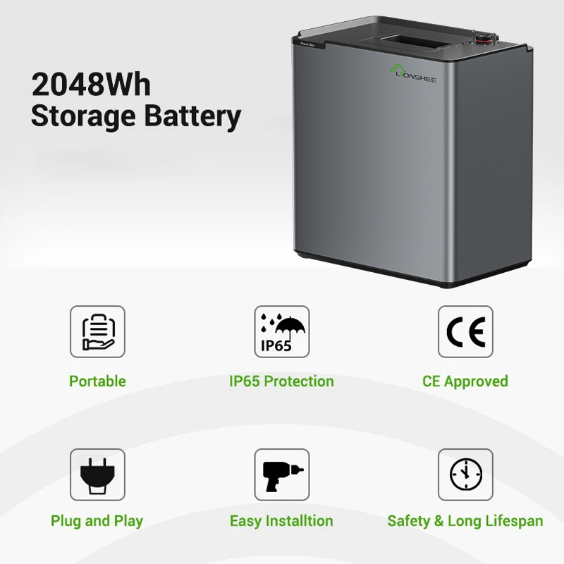 LIONSHEE LS-L2048 2048Wh Stackable LiFePO4 Power Box, 51.2V Solar Storage Battery Expandable to 6144Wh