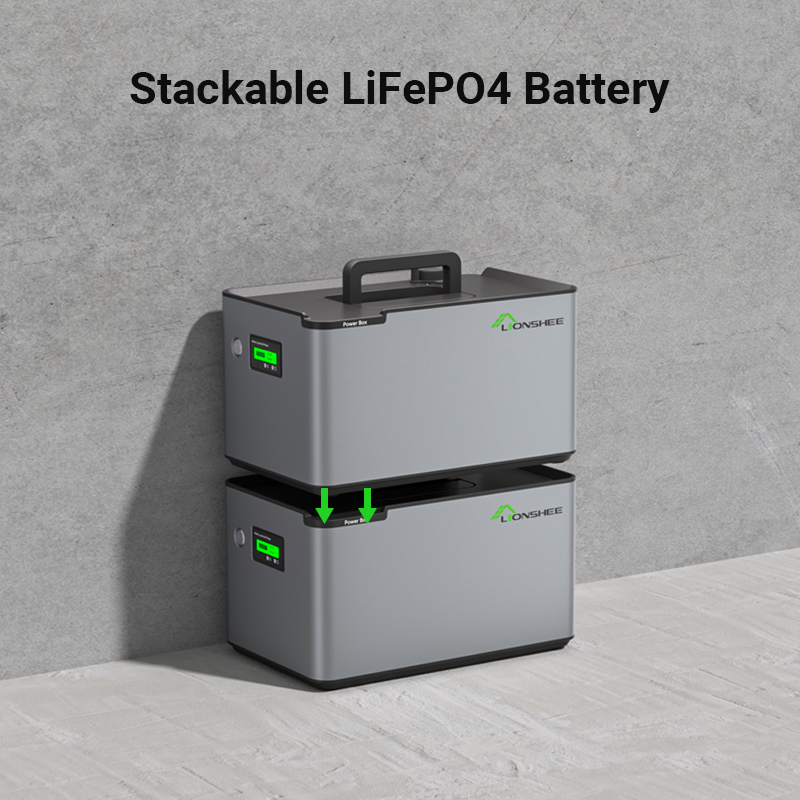 LIONSHEE LS-L1024 1024Wh Stackable LiFePO4 Power Box, 51.2V Solar Storage Battery Expandable to 6144Wh